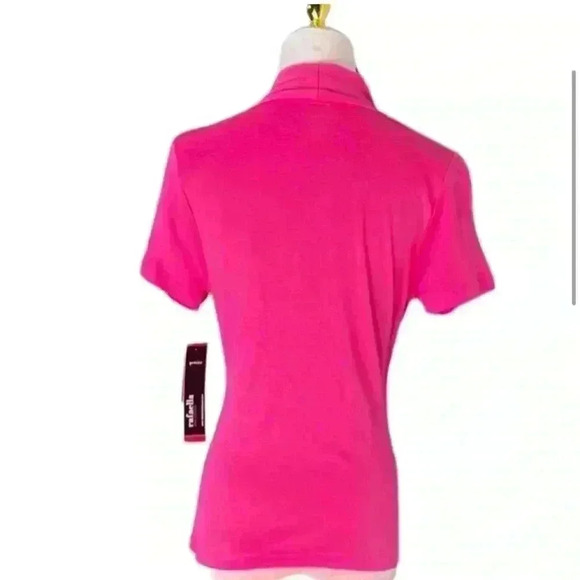 Rafaella Sportswear Subtle Bow Embellished Knit Top in Hot Pink. Size Small. NWT - Picture 4 of 16